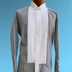 Women's NEW Chaplin Striped Tuxedo Shirt-Sizes XS S M L-Easy Care
